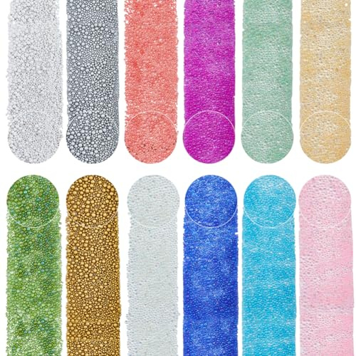 HOBBIESAY 180g 12 Colors UV Resin Bubble Beads Tiny Caviar Nail Beads About 9000Pcs Droplet Multicolor Fillers Water Bead for Nail Art Pendant Jewelry Crafting DIY Making 1.5-3mm