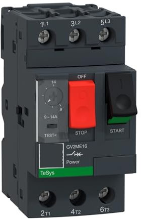 JAQVCTSC Disjoncteur Moteur thermomagnétique GV2ME16 3P 9-14A Noir Bornes à vis
