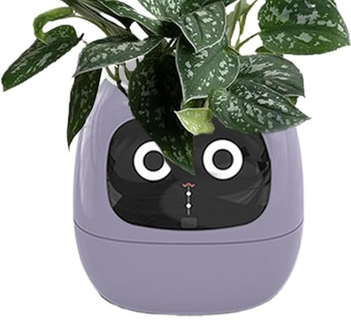 Pot De Plante Intelligent,Pot De Plante Ai,Pot De Plante Numérique,Jardinière For Intelligent,Pot De Plante Interactif Intelligent,Robot Bonsaï De Bureau À Expressions Multiples, Interaction Gestuelle