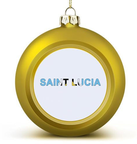 St. Lucia Flagge, Weihnachtskugeln, Ornamente, St. Lucia, Weihnachtsdekoration, Baumkugeln für Urlaub, Hochzeit, Party, Dekoration, Weihnachtsdekoration, hängende Kugeln, Baumschmuck