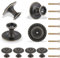 Giantree 8Pcs Antique Brass Cabinet Knobs, Vintage Retro Drawer Knobs, Weathered Gold Sunburst Pattern Flat Drawer Pulls, Matte Drawer Knobs for Nightstands Single Hole Cabinet Hardware(Black 25*19mm)