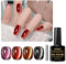 INPING Cat Eye Gel Nail Polish, 4 Colors Jelly Glass Red Black Purple Brown Crystal Magnetic Cat Eye Sparkle Glitter Magnetic Gel Polish Soak Off UV/LED Nail Art Varnish Kit for Women, 8 ML