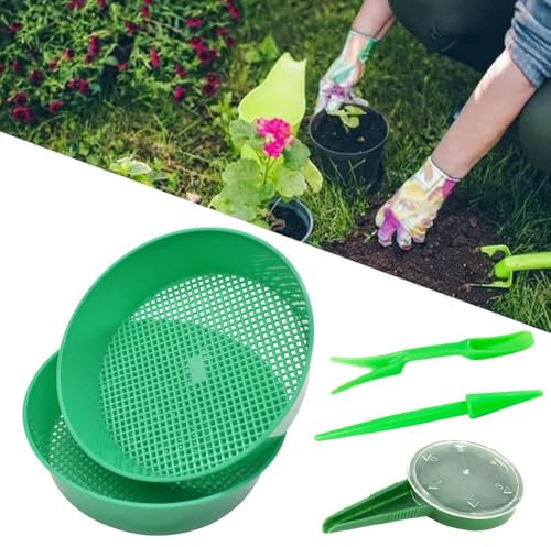 YouXiaor Setaccio da Giardino, 3PCS Sabbia Setaccio Colino da Giardino Strumento con Setaccio per Terreno in Plastica per Giardino Sabbia Pavimento Sabbia Terra Colino a Rete (Verde)