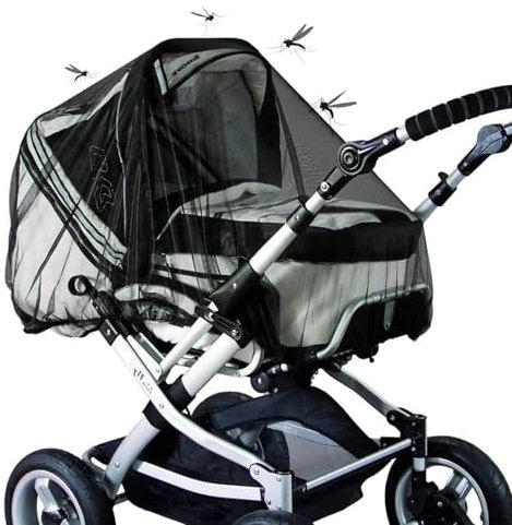 GeekerChip Zanzariera Passeggino Universale per Carrozzina,Zanzariera per Passeggino,Zanzariera Passeggino Pieghevole a maglia fine,Protezione da Vespe,Zanzare e Insetti(Grigio)