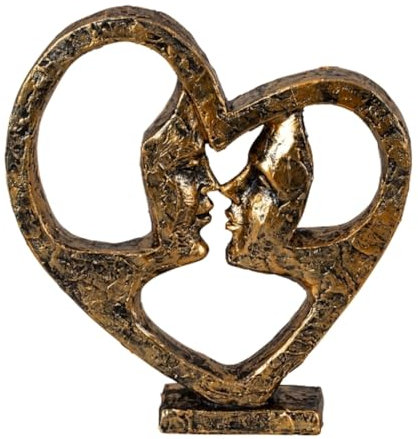 MF Romantische Herz Skulptur, Liebespaar-Design, Antik-Gold, 21 x 20 cm