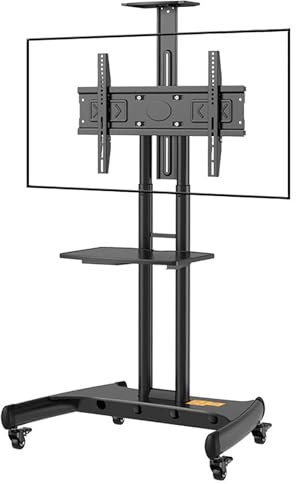 LISHAOHU Supporto TV Mobile con Ruote, Carrello TV in Acciaio di Alta qualità for Schermo LCD LED OLED 4K Smart Pannello Piatto E Pannello Curvo da 32-75, capacità di Carico Fino A 90 Libbre