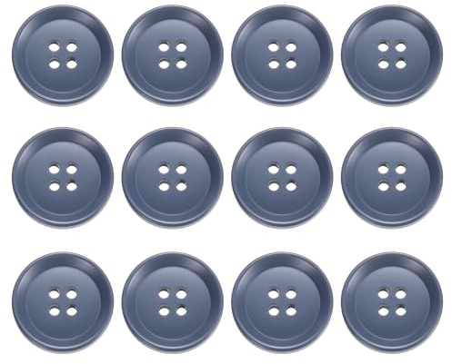 QUARKZMAN 12 Stück Bunte Knöpfe, 23mm 4 Löcher Harzknöpfe zum Annähen, Bastelknöpfe Runde Ersatzknöpfe Buttons für Nähen Mantel Hemden Kleidung DIY Handwerk Dekoration, Blau