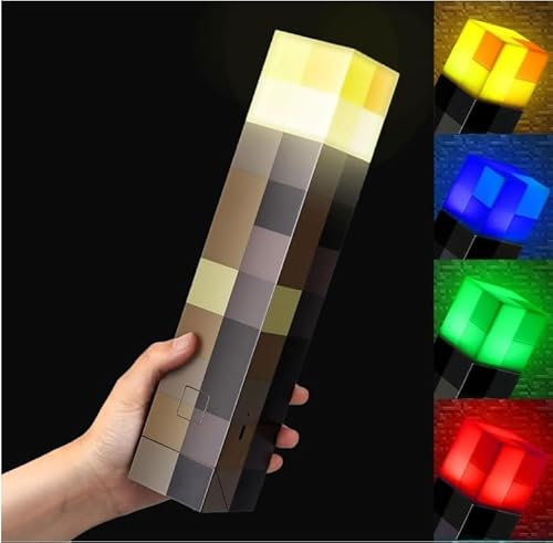 Shengruili Wall Fackel Nachtlicht,4 Farben 28cm Craft Fackel Lampe,USB Wiederaufladbar Nachtlampe Kinder,3D Torch Lamp Flamme Nachahmen,Hand/Wandhalterung Beleuchtung Geschenke für Kinder