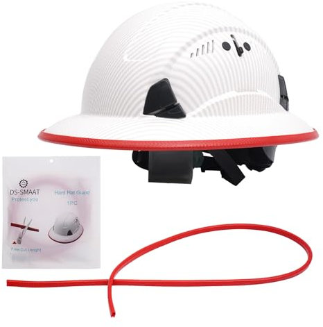 Schutzhelm mit voller Krempe, Schutzkantenbesatz, 93 cm Länge, Schwarz (Schutzhelm nicht im Lieferumfang enthalten), Rot