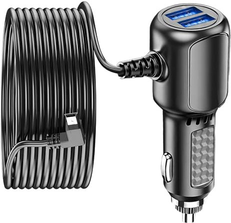 Car Phone Charger Adaptor Dash Cam Power Lead Cable 2 Port USB 3.5A 12V to 5V Supply Adapter with Straight Mini USB Connector for Dash Cam GPS Navigation DVR Compatible with iPhone Samsung Galaxy