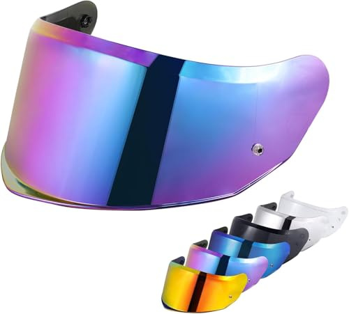 Helmvisier für FF808/Stream II, Motorradhelm Visier,UV Schutz Helmvisier,Motorrad Windschutz Helm Objektiv Visier.Motorradhelm Visier Ersatz (Regenbogen)