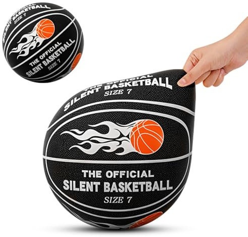 SKIKHN Silent Basketball, 21cm Leiser Basketball,Ball aus Schaumstoff mit Hoher Dichte,Size 5 Lautlose Basketballs,Schaumstoffball für das Training im Raum,Lightweight Training Ball Für Kinder Schwarz