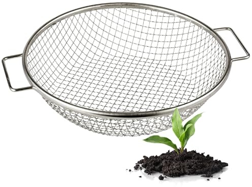 Wenses Round Soil Sifter, 3/8-inch Stainless Steel Sieve with Handles
