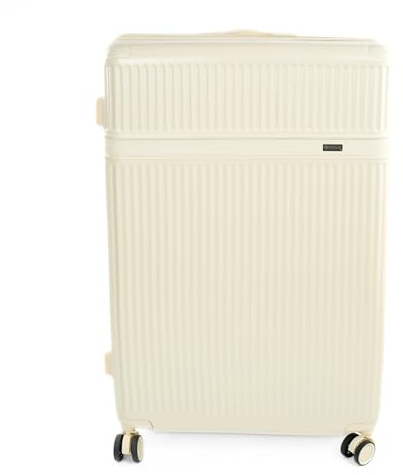 Solier Hartschalenkoffer – Reisetrolley mit 4 Rollen, Zahlenschloss und Teleskopgriff – Rollkoffer Hardcase Gepäck (Hellbeige, 28' XL)