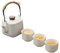 HUMOCHUSON Juego De Té De Cerámica Blanca De 5 Piezas, Caja De Regalo Para Eventos Empresariales Con Una Tetera Y Cuatro Tazas, Color Azul