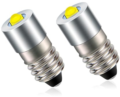 2 Stück E10 LED Lampe 3W 200lm 3-12V DC - Ersatzbirne für Taschenlampen & Campingleuchten Notarbeitslichtlampe Ersatzlampe, Einfache Installation(Warm white 3000K)