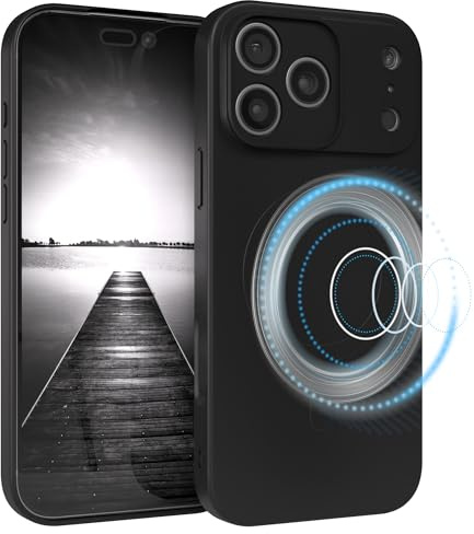 EAZY CASE - Silikonhülle magnetisch für iPhone 17 Pro Max Hülle Silikon Schwarz weich stoßfeste Magnet Handyhülle Schutzhülle mit Kameraschutz Dünn Schutz Cover TPU Bumper in Mattschwarz