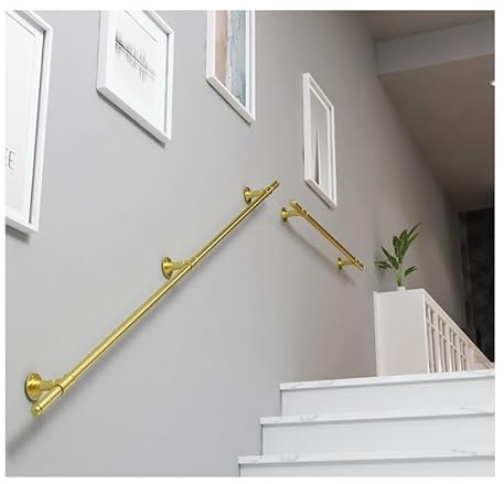Stairs handrails Wall Mounted Stair Railings Safety Grab Bar for Outdoor Indoor Industrial Staircase Decoration Handrail Indoor(Gold,120cm)