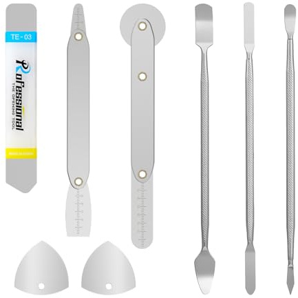 Kit de Réparation 8 Pièces, Outils D’Ouverture en Métal Ultra-Fin | Spatules en Acier Inoxydable avec Spudger Ergonomique 0,1 mm, kit de Démontage pour Smartphone, Tablette, Ordinateur Portable