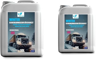 Winter Scheibenfrostschutz bis -80°C 20L/2x10 liter - Frostschutz Scheibenwaschanlage fertig gemischt - Klarsicht Scheibenreiniger für Auto entfernt Salz und Schmutz