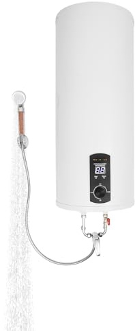 Scaldabagno elettrico da 100 l, 2000 W, colonna con doccetta, display digitale, doccetta e 3 tubi, per WC e roulotte, IPX4