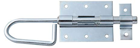Alberts 137229 Bolzen-Schlossriegel | mit befestigter Schlaufe | galvanisch blau verzinkt | Platte 66 x 80 mm | Bolzen Ø11,5 x 200 mm