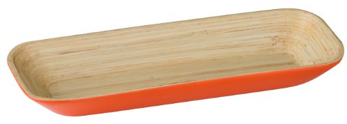 Premier Housewares Kyoto Spun Bamboo Tray, 4 x 36 x 14 cm - Orange
