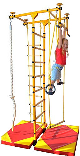 NiroSport Sprossenwand für Kinderzimmer M1Gelb Kletterwand Kinder-Indoor max. Belastung bis ca. 130 kg, (Gelb, Raumhöhe 220-270 cm)