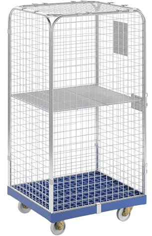 kaiserkraft | Rollbehälter SAFE | HxBxT 1550 x 720 x 810 mm | Rollplatte blau