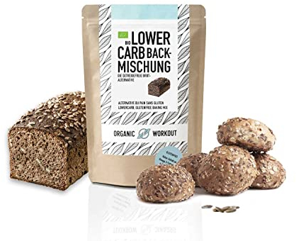 LOWER-CARB-BROTBACKMISCHUNG 350g – Bio, vegan, glutenfrei, Eiweiss-Brot-Alternative, Lebensmittel ohne Getreide, ohne Milch, keto, Organic Workout