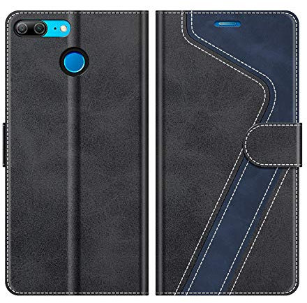 MOBESV Coque pour Honor 9 Lite, Housse en Cuir Magnétique Fonction Stand Étui pour Honor 9 Lite, Élégant Noir