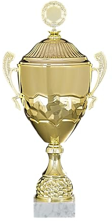 Henecka Pokal Serie Kayleen, Gold, mit Wunschgravur und auswählbarem Sport-Emblem, Größe 54,8 cm