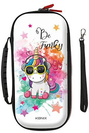 Konix Custodia di protezione e trasporto per Nintendo Switch, Switch Lite e Switch OLED - Alloggio 8 giochi - Design Be Funky, unicorno