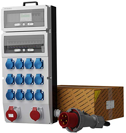 Distribuidor móvil eXT-S/FI 32 A 16 A 12 x 230 V Mennekes Latas Contador MID Distribuidor de corriente de obra Distribuidor de enchufes, Doktorvolt 2377