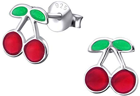 Monkimau Kinderohrringe Kirschen Ohrstecker aus 925 Sterling Silver echt Silber