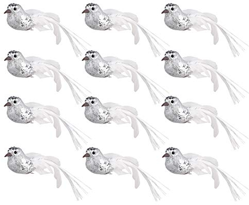 Warooma Niedliche künstliche Rotkehlchen-Vögel, künstlicher Schaumstoff-Vogel mit Clip, Gärten, Heimdekoration, Basteln für Weihnachtsbaum, 12 Stück