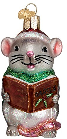 Old World Christmas Ornamente Grau Caroling Maus Glas geblasene Ornamente für Weihnachtsbaum