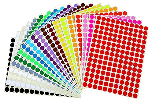 Angelkiss Coloured, 3300 Pieces Round Dot Stickers 10 mm Colour Coding Labels for Home Office Supplies 20 Colours, Papier, Holz