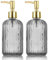 Vielseitiger Glas-Seifenspender-Flasche mit Pumpe, 500 ml, tropffreie Edelstahl-Pumpflasche, nachfüllbarer Flüssigkeits-Handdosenspender für Badezimmer, Arbeitsplatte, Waschküche (grau, 2 Stück)