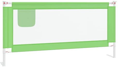 vidaXL Barandilla de Seguridad Cama de Niño Protección Cuna Bebé Guardería Dormitorio Habitación Protector Riel Barrera Verde Tela 190x25 cm