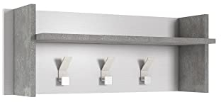 Dmora Mobile da Ingresso Narciso, Mobile Appendiabiti con 3 Ganci, Mensola portaoggetti da Ingresso, 100% Made in Italy, 90x29h34 cm, Bianco e Cemento