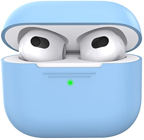 AhaStyle Custodia per AirPods 3, custodia protettiva in morbido silicone, compatibile con AirPods di terza generazione, antiurto, per Apple AirPods di terza generazione 2021 (blu cielo)