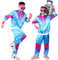 Alaiyaky 80er Jahre Outfit Damen Trainingsanzug 80er Jahre, Jacke/Hose/Stirnband/Armschienen/Brille, Retro Style Jogginganzug, 90er jahre outfit, Bad Taste Party, Karneval (Himmelblau, XXL)