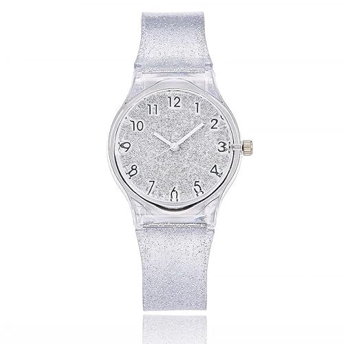 Orologio da Donna Carino da Donna in Silicone di plastica Trasparente alla Moda (Color : White)