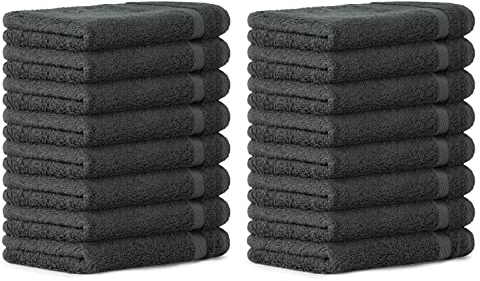 Luckytowel Waschlappen Set 50er Pack, Seiftücher 30x30 cm aus 100% Baumwolle - 600g/m² Oeko-Tex Frottee Seiftuch Set 50 Stück Anthrazit