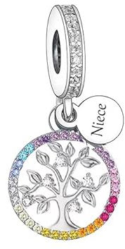 M&S Niece Charm Tree Of Life Rainbow Love Charm Bead Pendant, 925 Sterling Silver Dangle Charm, Compatible With Pandora & European Bracelet …