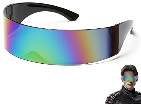 KAYLRE Schnelle Brille Rave,Futuristische Sonnenbrille,Space Brille,Alien Brillen,Futuristische Brille,Futuristische Visiergläser,Brille für Cosplay(farbenfroh)