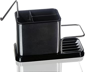 Tola Spülbeckenorganizer, edler spülorganizer, Ordnungshelfer für die Küche, Waschbecken Organizer für Spülbürste, Lappen, Schwämme, Seife – Spüli Sink Organizer mit spültuch Halter – Edelstahl