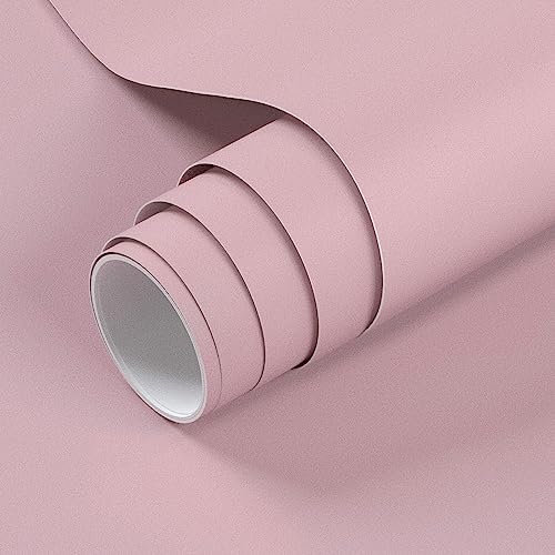 VOLEAAR Papier contact rose clair - 40 x 1000 cm - Papier peint autocollant en vinyle - Imperméable - Couleur unie - Pour armoire, étagère, revêtement mural décoratif