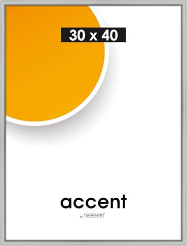 accent by nielsen Kunststoff Bilderrahmen Colorado Uni, 30 x 40 cm, Silber